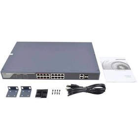 تصویر سوییچ شبکه PoE هایک ویژن 16 پورت مدل DS-3E0318P-E HIKVISION DS-3E0318P-E 16-Port Switch