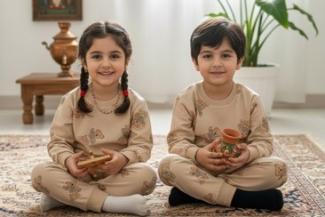 تصویر ست بلوز و شلوار دورس تدی بچگانه - سایز 