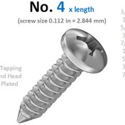 تصویر پیچ خودکار سرگرد شماره 4 (تلگرافی) در طول های مختلف (100 عدد) Self Tapping Screw No 4 x lengths