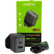 تصویر شارژر 33 وات GaN اورایمو با کابل تایپ سی مدل OCW-7331U+C54 