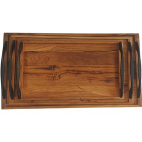 تصویر سینی چوبی دسته فلزی 