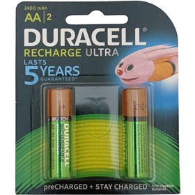 تصویر باتری شارژی قلمی 2 تایی 2400mAh دوراسل مدل Recharge Ultra اندازه AA ا Duracell Recharge Ultra 1.2V AA Battery Duracell Recharge Ultra 1.2V AA Battery