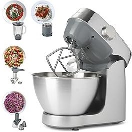 تصویر Kenwood Stand Mixer Machine Citchen Prospero+ 1000W با کاسه استیل ضد زنگ 4.3 لیتری ، K-Beater ، Whisk ، Hook Cook ، Blender ، Grinder Meat ، Cutter Food ، Multi Mill KHC29.Q0SI Silver (تجدید شده) KENWOOD Stand Mixer Kitchen Machine PROSPERO+ 1000W with 4.3L Stainless Steel Bowl,K-Beater,Whisk,Dough Hook,Blender,Meat Grinder,Roto Food Cutter, Multi Mill KHC29.Q0SI Silver (Renewed)