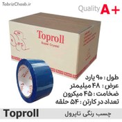 تصویر نوار چسب پهن رنگی آبی 5 سانتی 90یاردی (تعداد 54 عددی) 