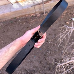 تصویر کمربند چرم طبیعی مردانه تک لایه گاومیش با سگک پلاکی K35PA6 