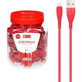 تصویر پک 50 عددی کابل شارژ پرووان USB-A به Micro-USB مدل C10 Series PCC170 - آبی 