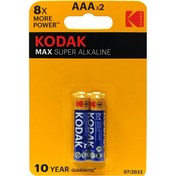 تصویر باتری نیم قلمی ۲ عددی کارتی Max Super Alkaline Kodak 