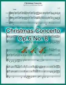 تصویر نت تریو ویولن Corelli - Christmas Concerto Op 6 No. 8, Pastorale همراه با اجرای نت ویولن‌ها 