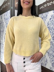 تصویر بلوز بافت مخمل کبریتی کرم فری سایز 