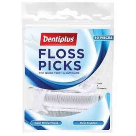 تصویر نخ دندان بریتانیایی دنت پلاس DENTIPLUS – FLOSS PICKS بسته 50 عددی 