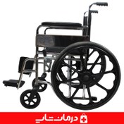 تصویر ویلچر دستی تاشو فلزی توانبخشی خراسان مدل 806 تایر سنگی رینگ اسپرت 