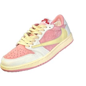 تصویر نایک ایر جردن ۱ بدون ساق تراویس اسکات صورتی سفید Nike air jordan 1 low travis scott pink 