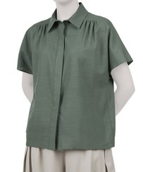 تصویر شومیز لینن آستین کوتاه زنانه سرژه مدل 207369 