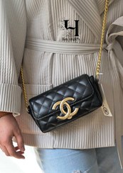 تصویر کیف مینی شنل مشکی بند زنجیری کد ۴۸۸۹ 