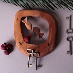 تصویر جاکلیدی چوبی مدل ماهی 