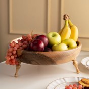 تصویر کاسه پذیرایی پایه فشنگی چوب گردو سایز بزرگ 