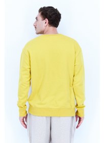 تصویر سویشرت مردانه با آستین بلند و فیت راحت برای فضای باز، زرد برند new balance Men Relaxed Fit Long Sleeve Outdoor Sweatshirts, Yellow