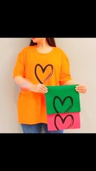 تصویر تیشرت لانگ قواره دار طرح قلب 