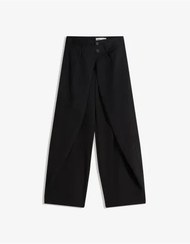 تصویر شلوار پارچه ای لوله ای با پلیسه زنانه مشکی برشکا 