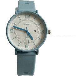 تصویر ساعت بند سیلیکونی زنانه رنگی طرح Swatch 