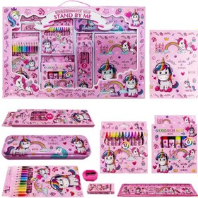 تصویر ست لوازم تحریر 9 تکه بزرگ طرح یونیکورن Unicorn 9Pcs Stationery Set