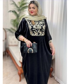 تصویر کفتان عبایی مخمل یقه گلدوزی زنانه kaftan