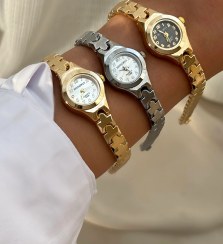 تصویر ساعت مچی زنانه مینیمال هانگری کد ۶۳۲ با بند استیل 