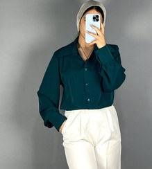 تصویر شومیز مجلسی زنانه جنس الیزه سایز ۳۸ تا ۴۴ رنگ سبز و سفید 