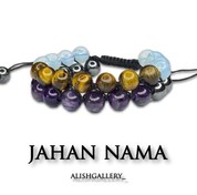تصویر دستبند انرژی درمانی جهان‌نما, ترکیب سنگ‌های اصل برای محافظت روح و دفع انرژی منفی World-View Healing Bracelet – Amethyst, Tiger Eye, Moonstone & Hematite for Inner Balance
