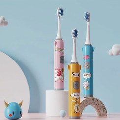 تصویر مسواک شارژی طرح کارتونی کودک Ultrasonic Children's electric toothbrush