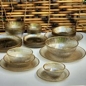 تصویر سرویس ۳۳ پارچه بلور نوری تازه مدل سولو شامپاینی لب طلا | مقاوم و نشکن | شش نفره 33-Piece Glassware Set – Noori Tazeh