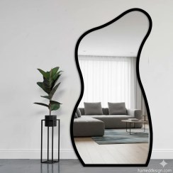 تصویر آینه چوبی آمیزه | آینه دکوراتیو MDF با طراحی شیک شروع قیمت از سایز 40 در 140 