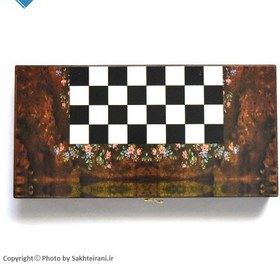 تصویر شطرنج و تخته نرد چوبی بزرگ 