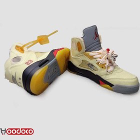 تصویر نایک ایر جردن ۵ آف وایت زرد Nike air Jordan 5 off-white yellow 