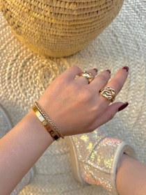 تصویر انگشتر مینیمال مدل پیچی گلد - M Gold ring