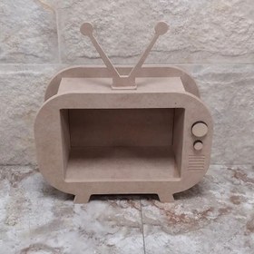 تصویر باکس تی وی چوبی ابعاد کوچک خام و بدون رنگ دکوری مناسب اتاق کودک رنگا چوب 