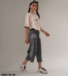 تصویر شلوار واید دخترانه - زغالی روشن / 