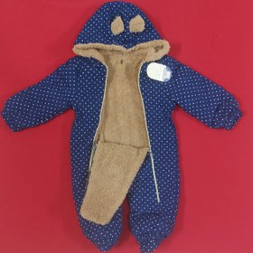 تصویر کاپشن سرهمی نوزادی طرح خرس سرمه ای رنگ خال خالی مناسب دختر و پسر سایز 5 و6 (با ارسال رایگان به سراسرکشور ) - ۵ 