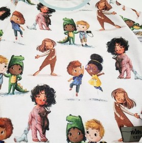 تصویر ست دخترانه تی شرت شلوار طرح بچه ها ارسال رایگان - سایز ۳۵ 