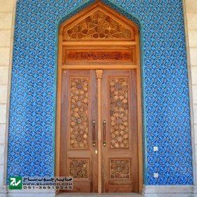 تصویر درب چوبی ورودی حرم ،مسجد، امامزاده سنتی صنایع چوب ساج مدل L8 