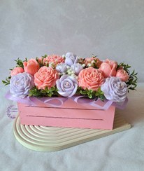 تصویر باکس گل شمعی مستطیلی (رنگ صورتی-یاسی) 