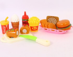 تصویر ست فست فود و دسر برشی 13 تکه اسباب بازی 