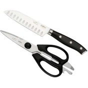 تصویر ست چاقو و قیچی آشپزخانه مشکی جی فی نی GIFFINI کد M60 مجموعه 2 عددی 