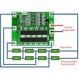 تصویر مدار محافظ باتری 4سل 40 آمپری 