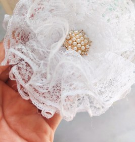 تصویر گیره مو گل توری یلدایی - مشکی 