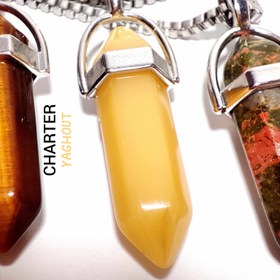 تصویر گردنبند های منشوری با سنگ های معدنی اصل و زنجیر استیل ا CHARTER CHARTER