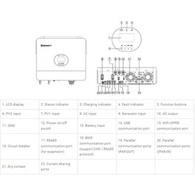 تصویر سانورتر 6KW برند Growatt مدل SPF 6000 Es Plus Growatt sunverter 6000W 48V off Grid Solar SPF 6000 Es Plus