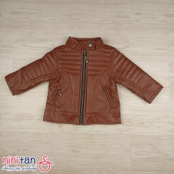 تصویر کاپشن بچگانه چرم سایز ۳ـ۴ـ۵ - قهوه ای 