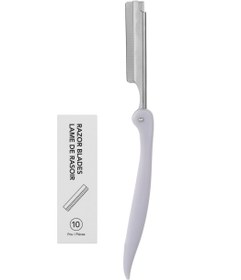 تصویر تیغ ابرو همراه با بسته تیغ مینیسو Foldable Eyebrow Razor (with 10 Blades)(Gray) 