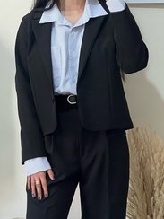 تصویر کراپ کت زنانه جنس کرپ مازراتی - مشکی / سایز 1(36_42) سایز2(44_48) 